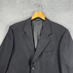 Todays Man Mens Sport Coat Blazer 42L Black Herringbone Camel Hair Made In Italy